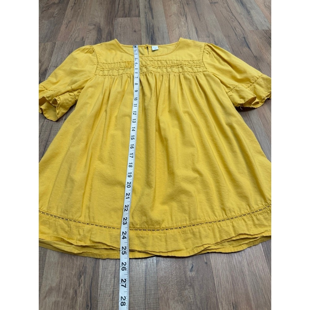 Old Navy Mustard Yellow Boho Peasant Blouse Medium‎ Relaxed Fit Short Sleeve - Picture 7 of 9